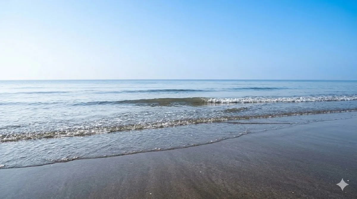 Nagaon Beach shoreline in Alibaug